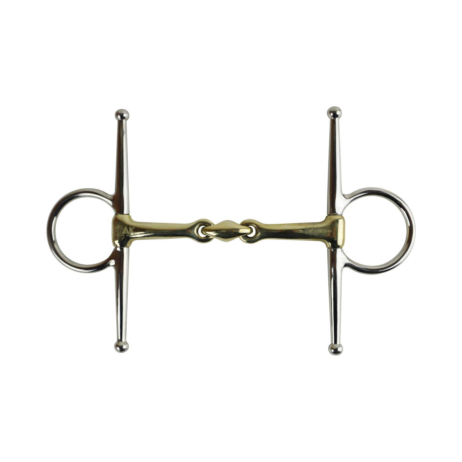 AK Full Cheek Bit with Double Jointed Lozenge in German Silver Horse Riding Bits AKRS-2609 (4.75'', German-Silver)