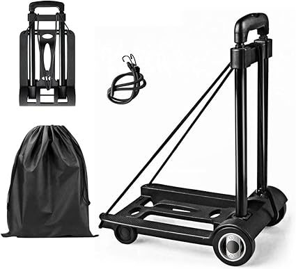 Amazon Co Jp キャリーカート 折りたたみ コンパクト 40kg 台車 静音 二輪 家庭用 固定ロープ 収納袋 付き ホーム キッチン