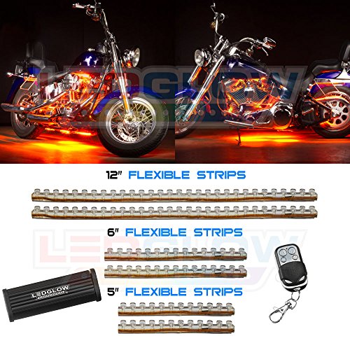 LEDGlow 6pc Orange LED Flexible Motorcycle Lights LEDGlow 6pc Orange LED Flexible Motorcycle Lights