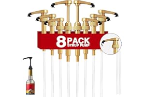 8 pcs Syrup Pumps with Cap to Avoid Dripping, Leak Proof Coffee Syrup Dispenser, Fits 25.4 Oz/750ml Flavoring Syrup Bottles, 