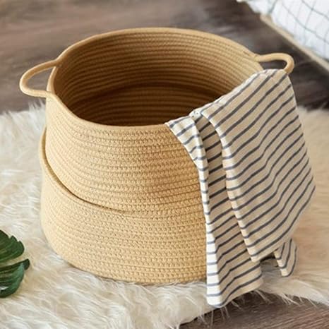 YLLN Cesta de Almacenamiento de Tela, Cesta de Alambre de algodón