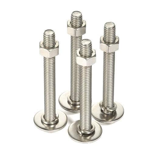 2 Sets: 1/2-13 X 4-1/2" Hex Head Bolts With Nuts & Washers – Fully Threaded, Stainless Steel 18-8 (304)
