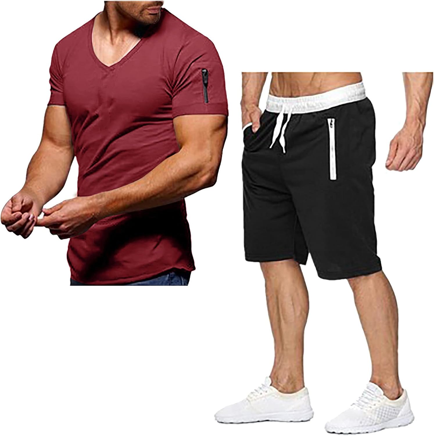 Men's Jogging Suit 2 Pieces Sportswear Short Sleeve Summer Leisure