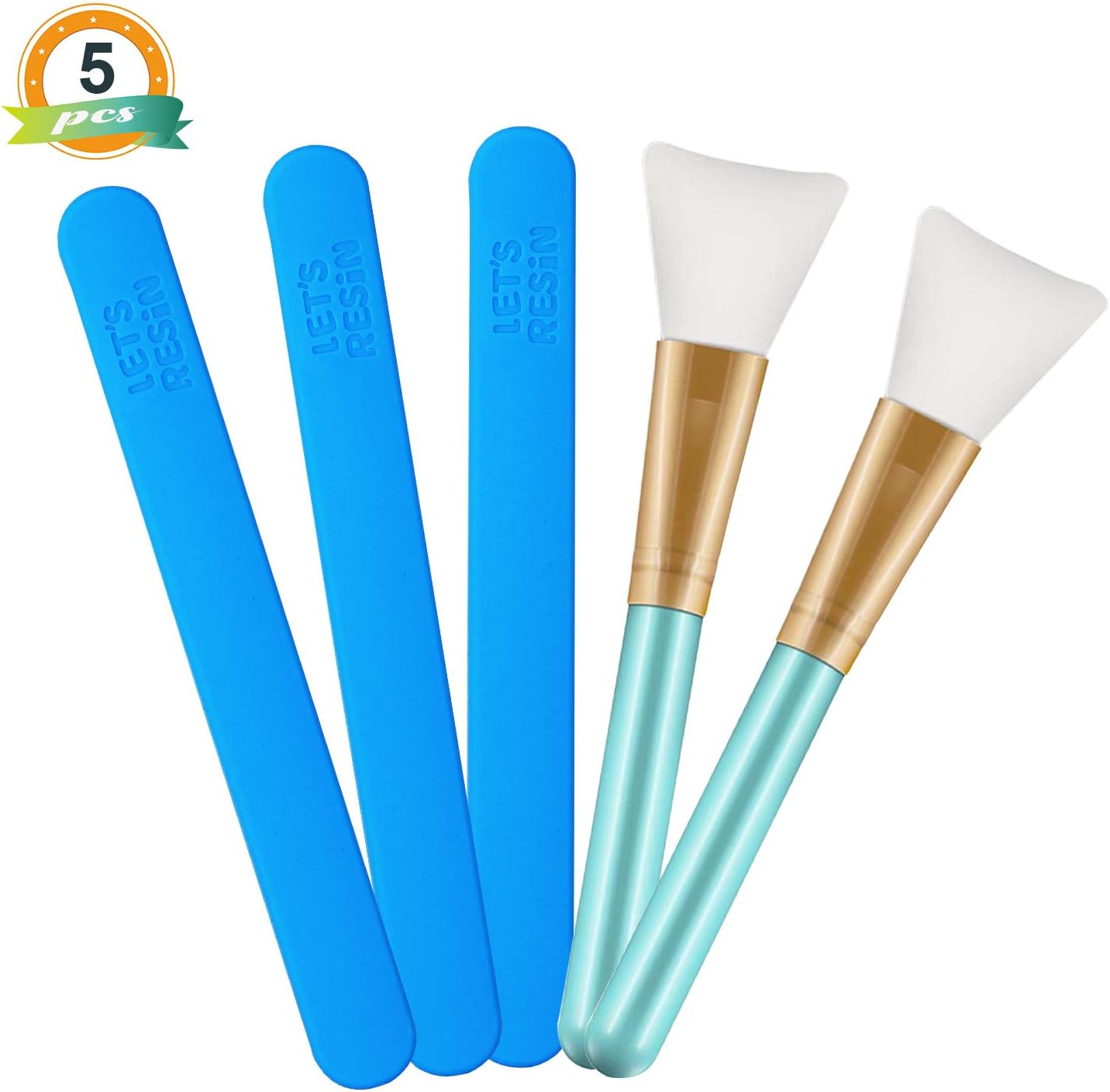 LET'S RESIN Silicone Stir Sticks with 2PCS Silicone Brushes for Mixing Resin, Epoxy, Liquid