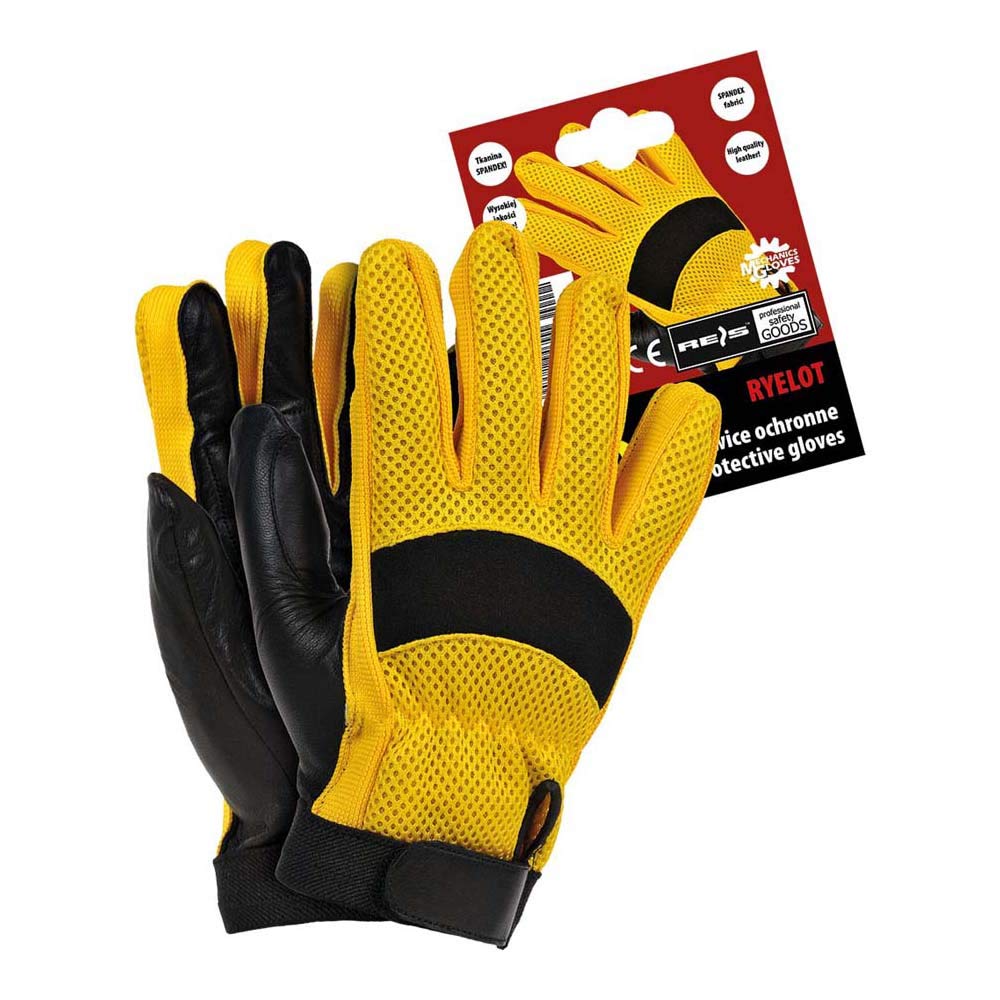 Reis Ryelot10 Mechanics Gloves Protective Gloves, Yellow-Black, 10 Size, 1 Pair