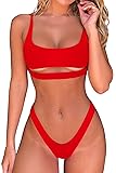 Byoauo Womens Straps Cutout Bikini Cheeky Bottom