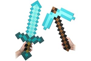ThinkGeek Minecraft Foam Sword & Pickaxe Combo Set Of 2, Gray/Black, One Size
