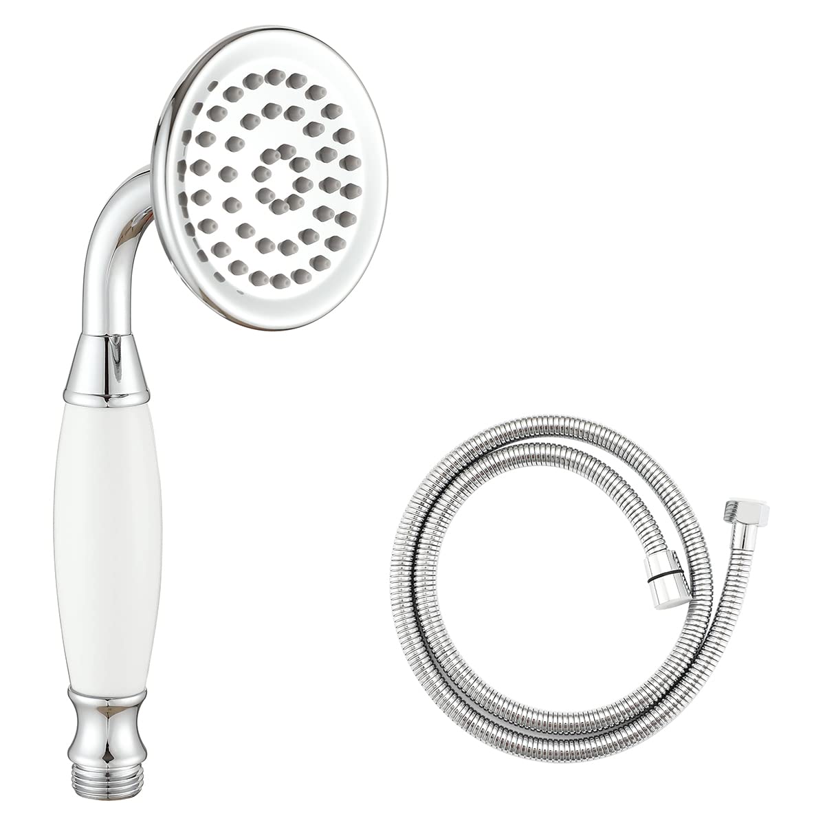 Ownace Traditional Brass Ceramics Telephone Hand Held Shower Head 3 Inch Victorian Shower Head with Hose Chrome for Bathroom