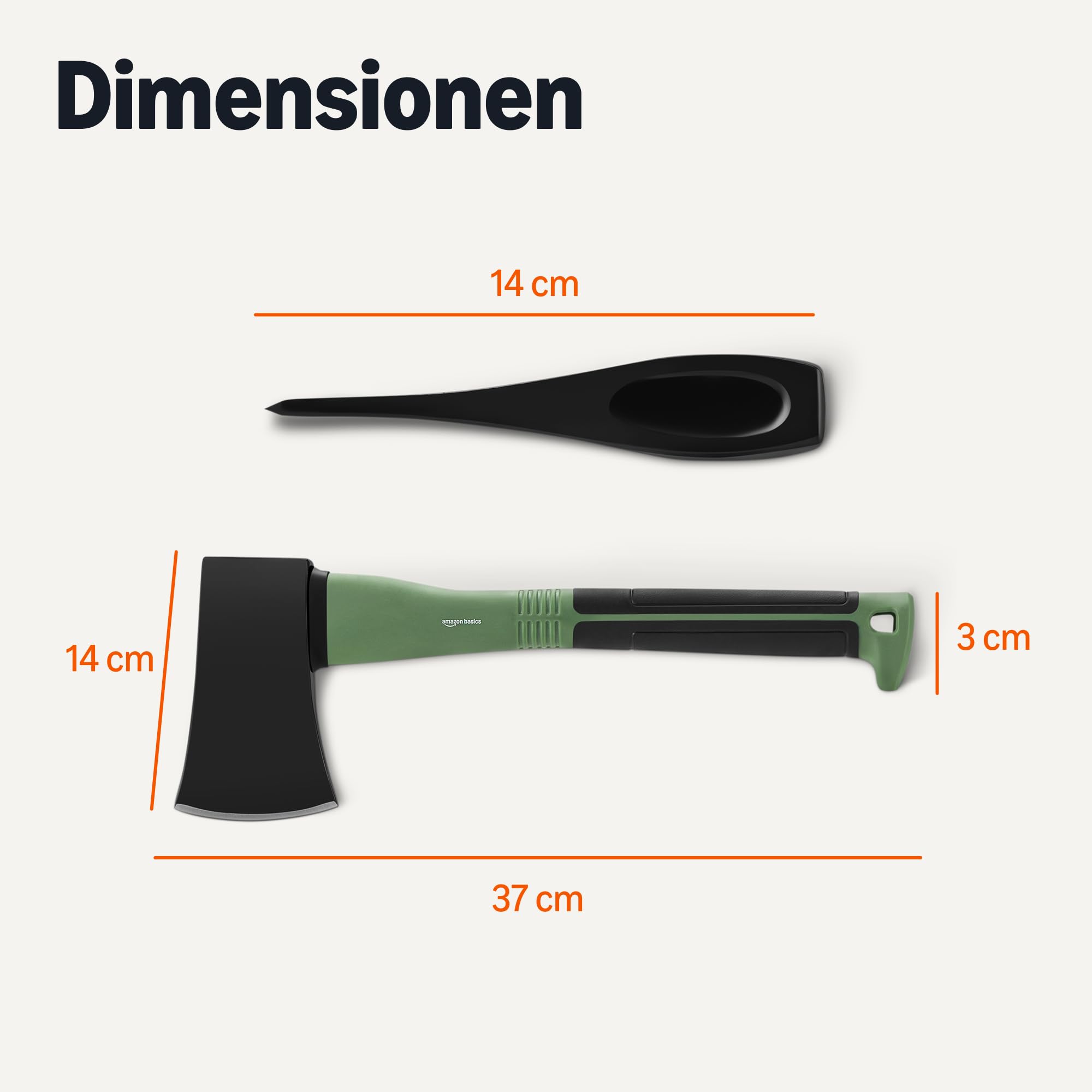 Amazon Basics Spaltaxt zum Hacken von Holz, 15 × 5.5 × 1.1 inches (L × B × H), Olivgrün, schwarz, 1er-Pack 5
