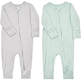 Aablexema Baby Footless Pajamas Zipper with Mitten, Rayon from Bamboo, Infant Long Sleeve Romper Pjs