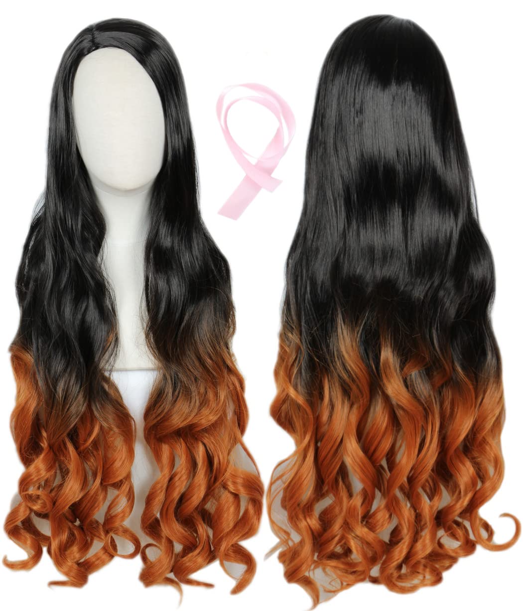 Linfairy Long Dyed Cosplay Wig Halloween Costume Full Wig For Women