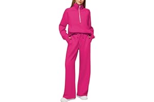 Casly Lamiit Women's 2 Piece Outfits Lounge Set 2024 Oversized Half Zip Sweatshirt Wide Leg Sweatpant Set Sweatsuit Tracksuit