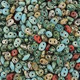 Czech Superduo Two-hole Crystal Seed Beads Super Duo 5x2.5mm River Walk Mix Approx 24 Grams