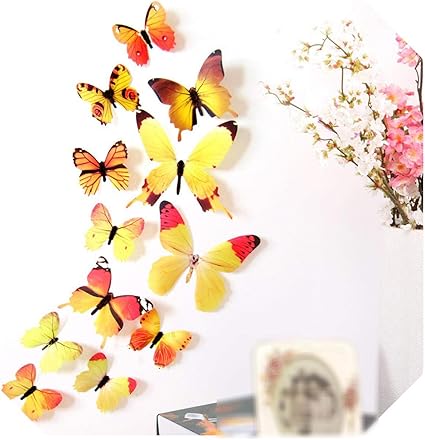 Raumdekoration | 12pcs Schmetterlinge 3D Wandaufkleber Abziehbilder