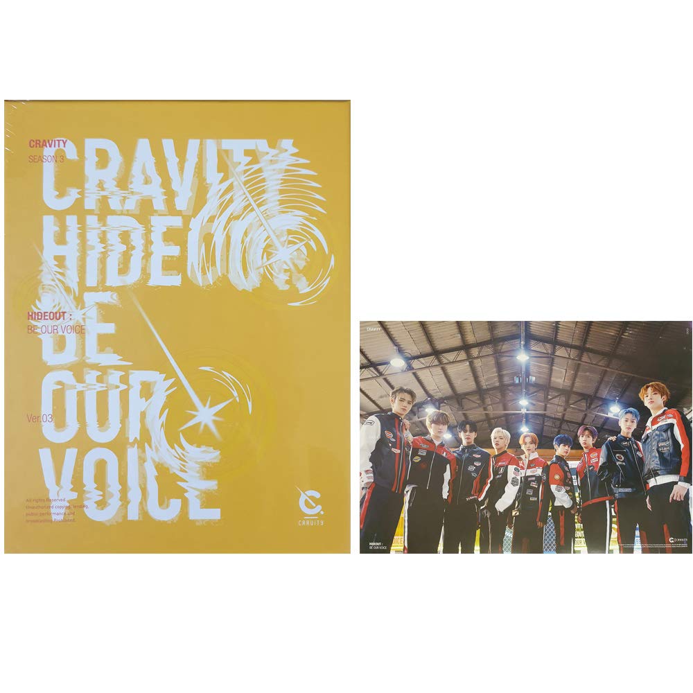 CRAVITY Season 3 Hideout: Be Our Voice Album Preorder (Version 3) CD+Poster+Photobook+Photocard+Sticker+Unit Polaroid Photo+ID Photocard+Photo Stand+Mini Photo Slogan+(Extra 10 Photocards)
