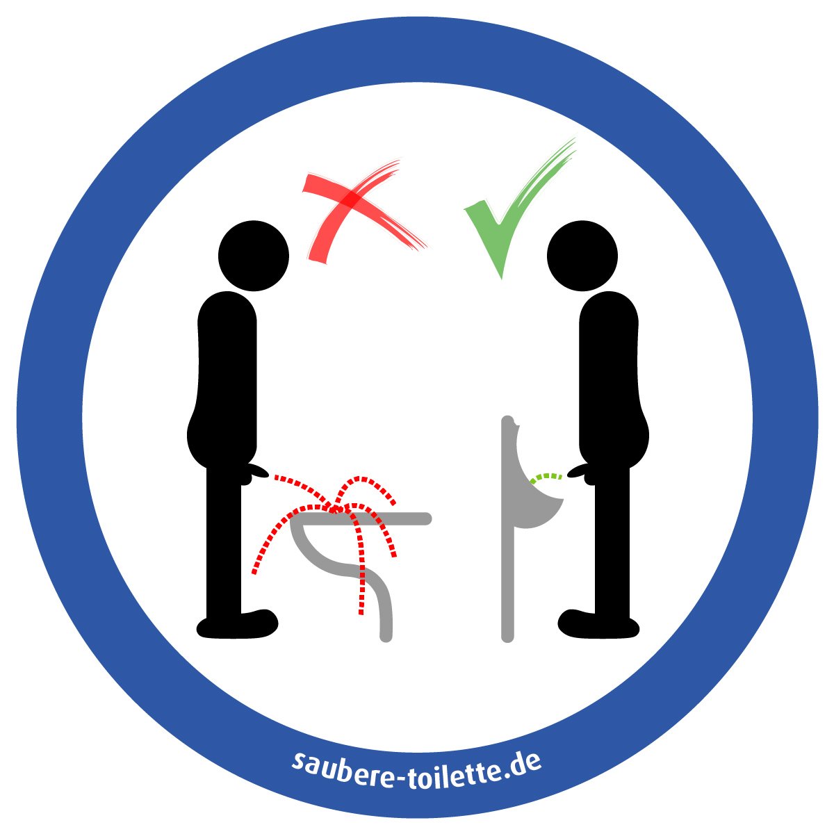 4 Stück Saubere Toilette: Bitte spülen WC/Pissoir/Urinal Aufkleber