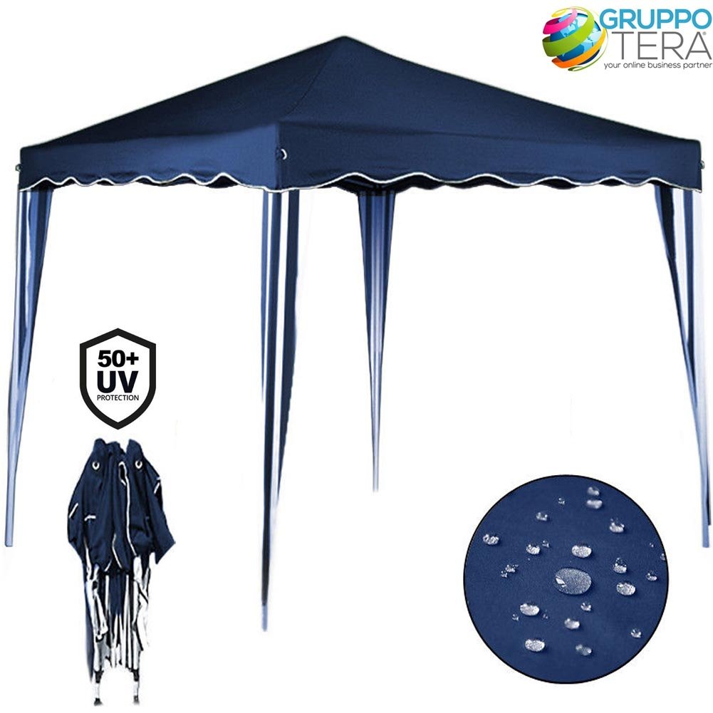BAKAJI Gazebo 3x3 Mt Pieghevole Impermeabile Richiudibile 3 x 3 Tendone