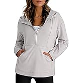 Dokotoo Hoodies for Women Soft Fleece Half Zip Up Hoodie Long Sleeve Casual Pullover Oversized Sweatshirt Hooded Tops