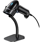 Anyeast Barcode Scanner with Stand, USB Wired Inventory 2D 1D Code Scanner | Screen scanning, automatic scanning,Hands-free adjustable stand, prefix/suffix addition,for Warehouse Library Supermarket