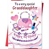 Beixian Granddaughter Birthday Card, Funny Birthday Card Gifts for Granddaughter from Grandma Grandpa-8x5.3 Inches, Double-Sided