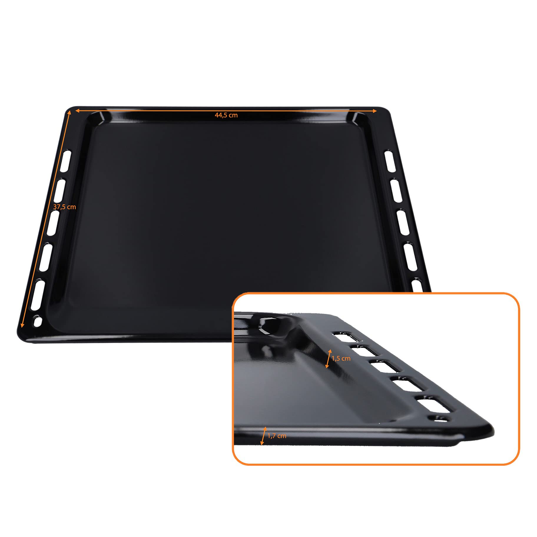 DL-pro Enamelled Baking Tray 44.5 x 37.5 x 1.7 cm for Bauknecht Whirlpool Ignis 481010683241 Oven Tray for Oven Cooker