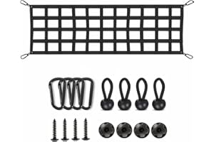 LUCKYSTRAPS Lucky Straps Tailgate Net for Pickup Truck Bed, 60'' x 18'' Heavy Duty Tailgate Cargo Netting for Full Size Truck, Easy-to-use Tailgate Mesh for Chevrolet, Ford, Toyota, GMC, Jeep (Black)