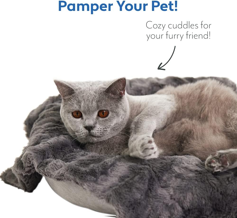 MIGHTY MONKEY Premium Pet Blanket, 32x40, Soft Reversible Sherpa Cat and Dog Blanket, Machine Washable, Fluffy, Non Shedding Faux Fur Throw for Puppy Bed, Crates, Couch, Medium Size, Fluffy Gray: Home & Kitchen
