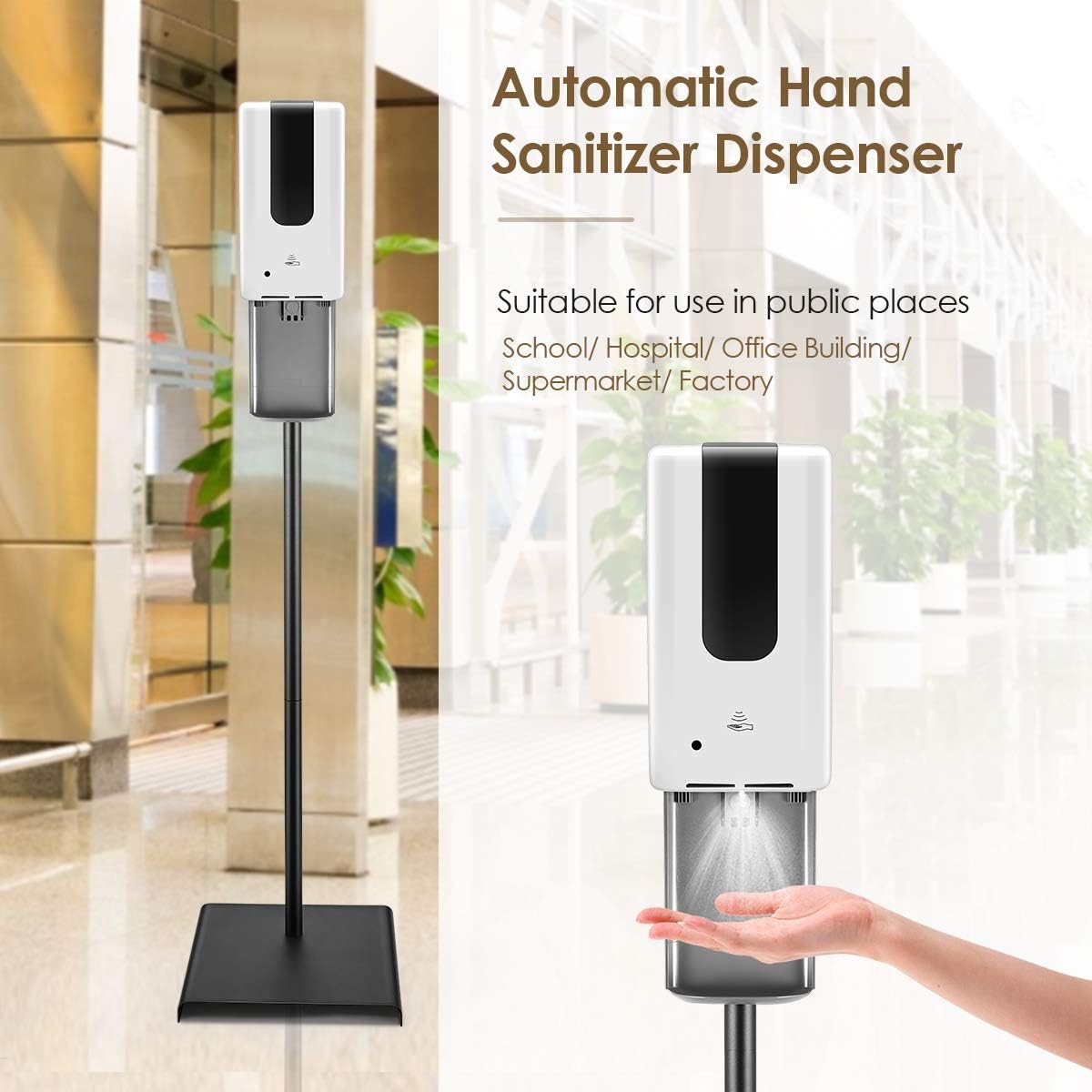 TOPQSC Portable Hand Sanitizer Dispenser Floor Stand 1200ml Automatic
