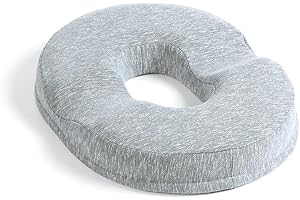 JEMA Donut Pillow, Tailbone Memory Foam Seat Cushion by Ergonomic Innovations for Sores, Coccyx, Sciatica, Pregnancy, Post Natal (Grey)