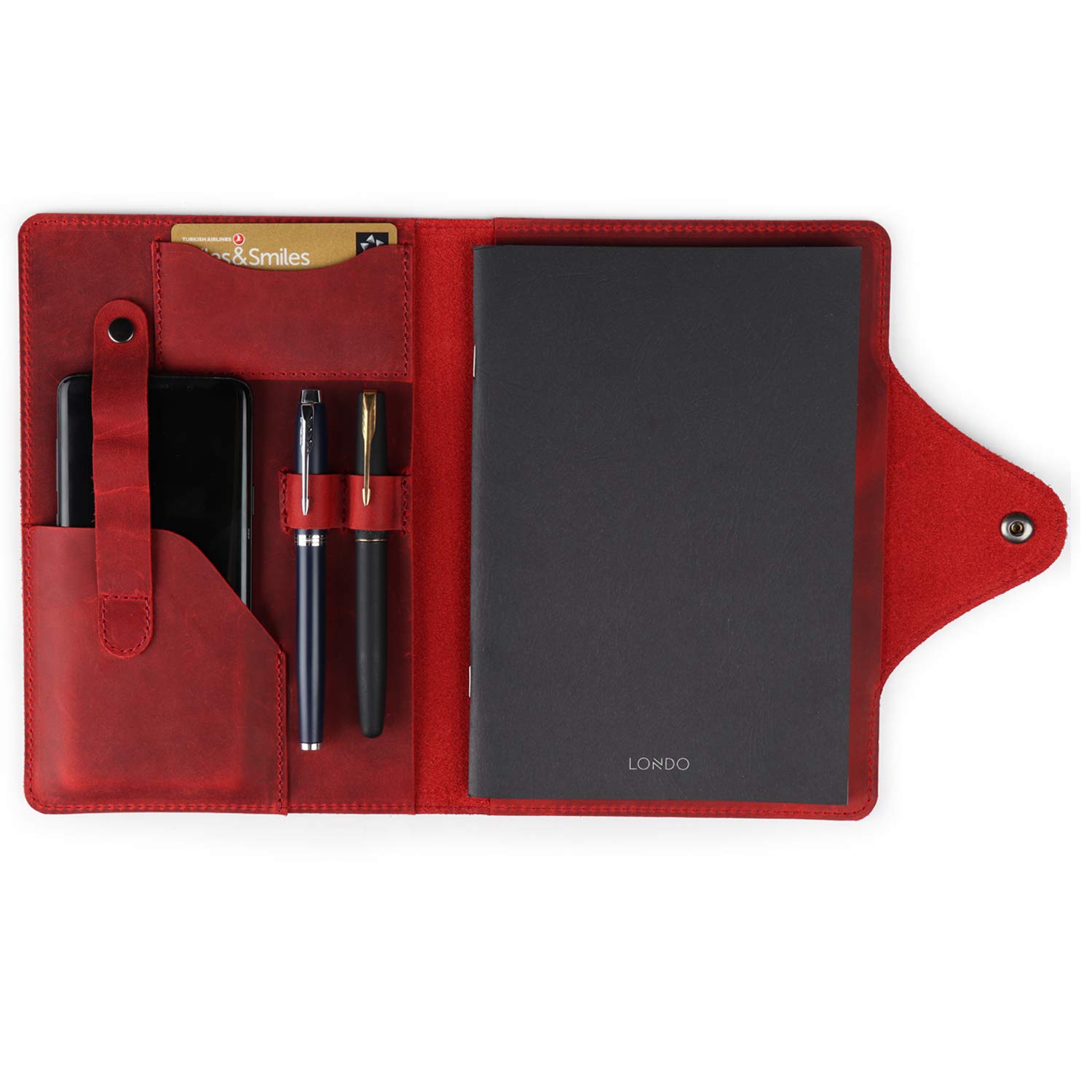 LONDO Genuine Leather Portfolio with Notepad and Snap Closure- Large