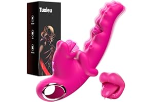 3 IN 1 Vibrator Couples Sex Toys for Women, Tuaieu G Spot Dildo with 10 Tongue Licking & Vibrating Adult Toys, Realistic Tong