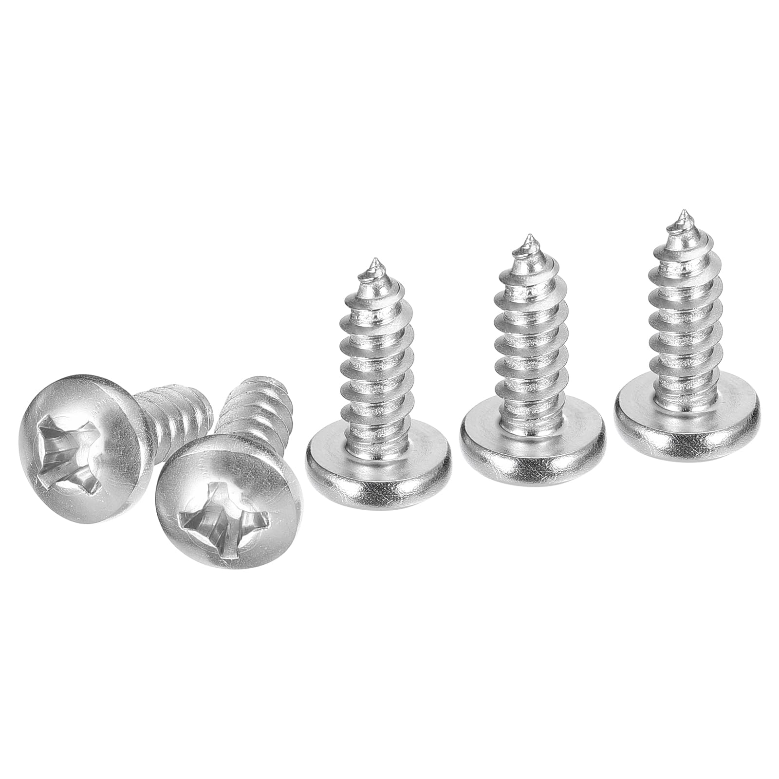 DTGN #12x5/8" Phillips Pan Head Self-tapping Screw - 60Pack - Bright Finish 304 Stainless Steel Sheet Metal Screws Wood Screws