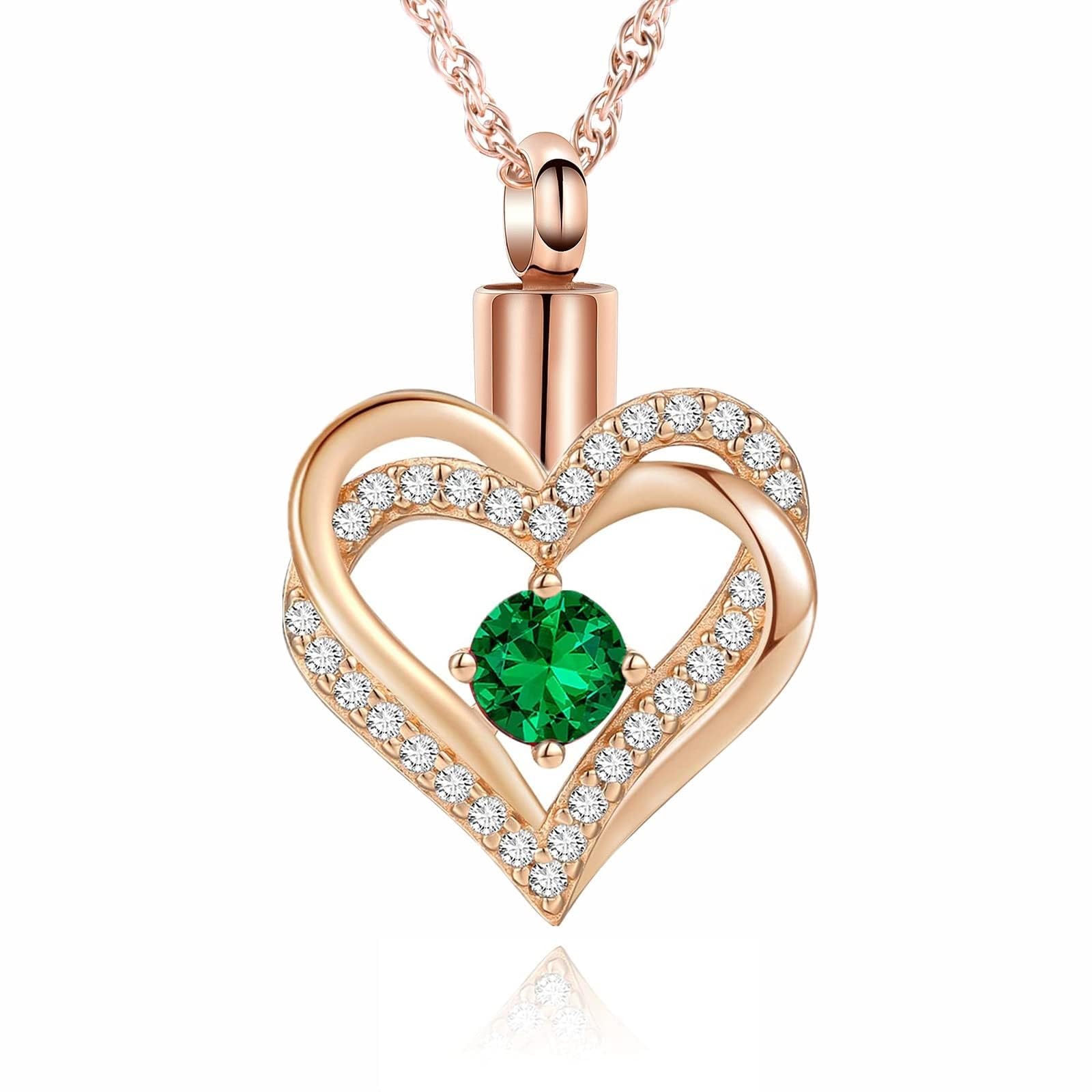Minicremation Cremation Urn Necklace for Ashes Cremation Jewelry Heart Urn Necklace for Women Girls Birthstone Memorial Jewelry Pendant for Ashes for Human Pet