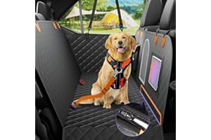 HYFOO Dog Car Seat Cover for Back Seat,Waterproof Dog Car Hammock with Mesh Window,Heavy Duty Seat Protector Pets Durable Backseat Cover Fits Most of Cars SUV and Trucks,Black,Standard