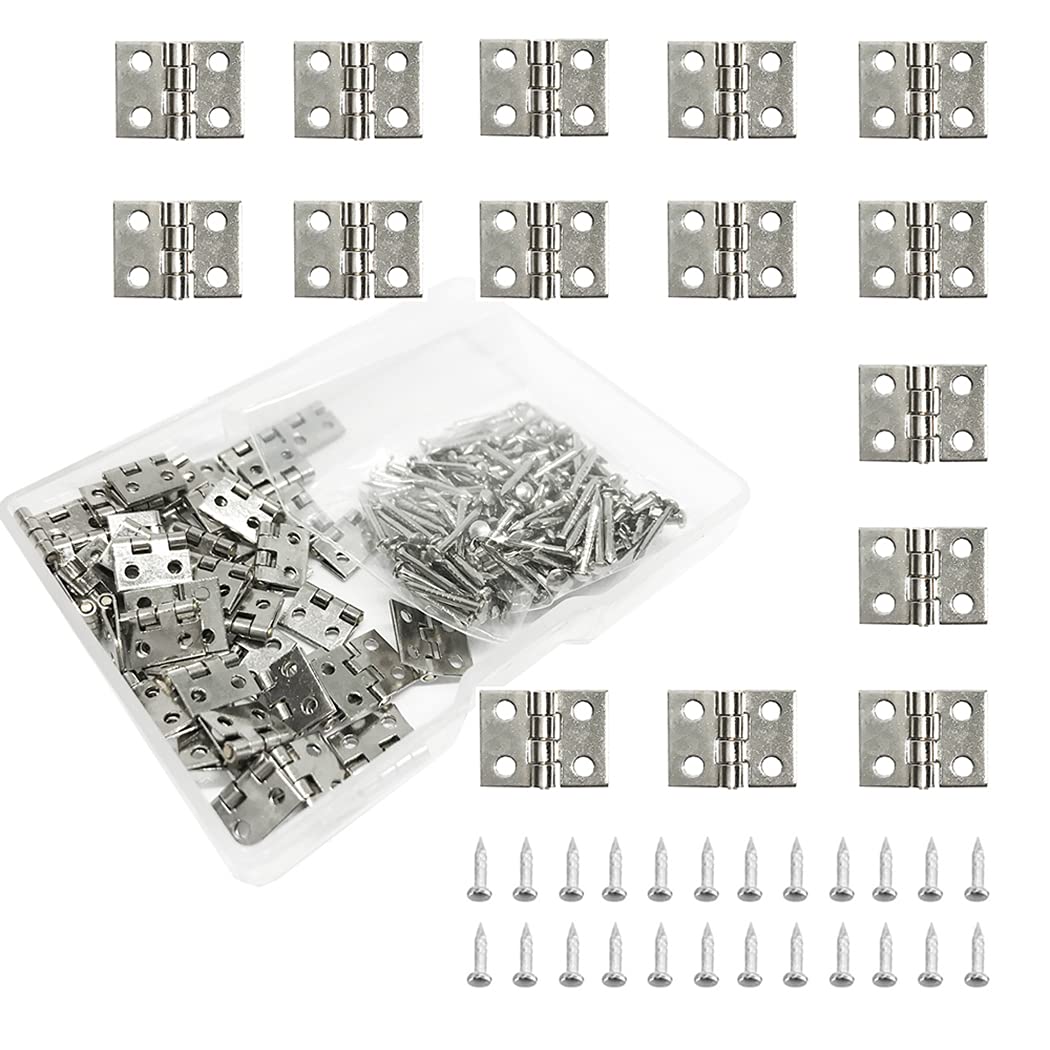 Aabellay 50PCS Mini Pure Copper Hinges Retro Brass Hinges with Screws for Wooden Box Jewelry Chest Box Cabinet DIY Accessories - 10 x 8mm/0.4 x 0.3inch –White