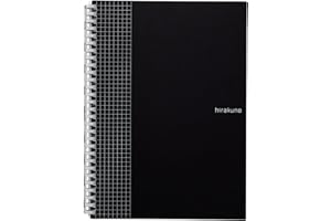 Lihit Lab N1674-24 hirakuno Twist Notebook, Semi B5, 29 Holes, Thin, Grid Ruled, Leaf, Black