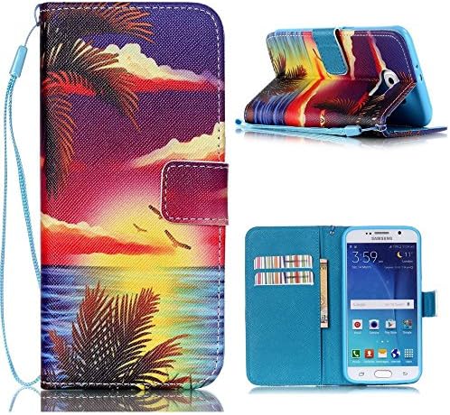Note 5 Case,Note 5 Case,Note 5 Wallet Case,Note 5 Handbag,Tribe-Tiger Sunrise Beach Pattern Premium Leather Purse Wallet Handbag Kickstand Case Cover For Samsung Galaxy Note 5