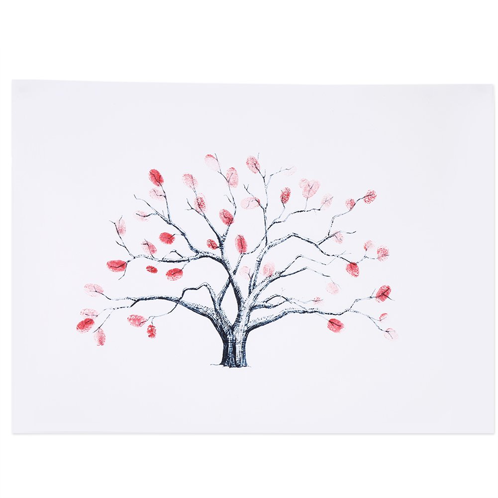 4 Types Fingerprint Tree Custom Wedding Guestbook Wedding Guestbook Poster With 6 Colors Ink (Color : TYPE1#)