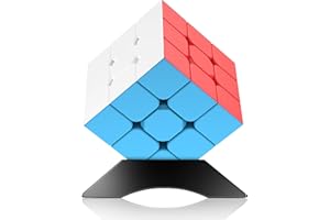 NABREELI 3x3 Speed Cube Stickerless with Stand & Tutorial: Problem-Solving Brain Teaser, Easy Turning Sensory Puzzle Toy Stocking Stuffers for Boys 6-12, STEM Educational