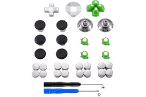 eXtremeRate Magnetic Metal Bullet Buttons Dpads for PS4 Controller, Aluminium Thumbstick Joystick Adustable Height, Replaceme