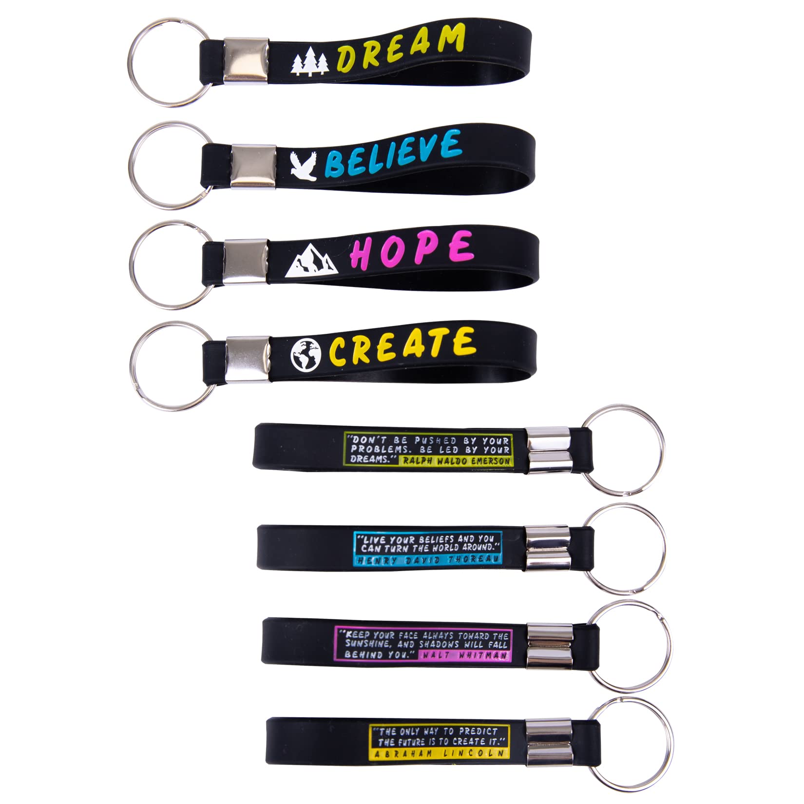(12-Pack) Motivational Keychains with Inspirational Quotes for Party Favors Adults Men Women Athletes Coworkers Colleagues - Dream, Believe, Hope, Create
