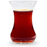 yersiz Turkish Tea Glass Set, Slim Waist Design and Thick Sole Prevent Tea From Getting Cold, Easy to Keep for 6 People, 6 Glasses, Useful Set (6 Pieces)