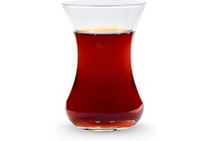 yersiz Turkish Tea Glass Set, Slim Waist Design and Thick Sole Prevent Tea From Getting Cold, Easy to Keep for 6 People, 6 Gl