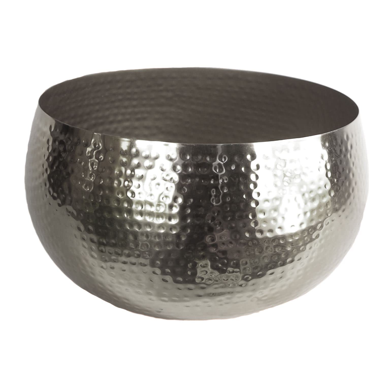 Leaf Large Straight Edge Hammered Metal Planter, Silver, 32cm x 20cm