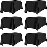 PureFit 6 Pack Rectangle Black Table Cloths 60 x 102 Inch for 6Ft Tables, Stain and Wrinkle Resistant Table Linens for Home Use, Wedding, Party, Banquet and Camping