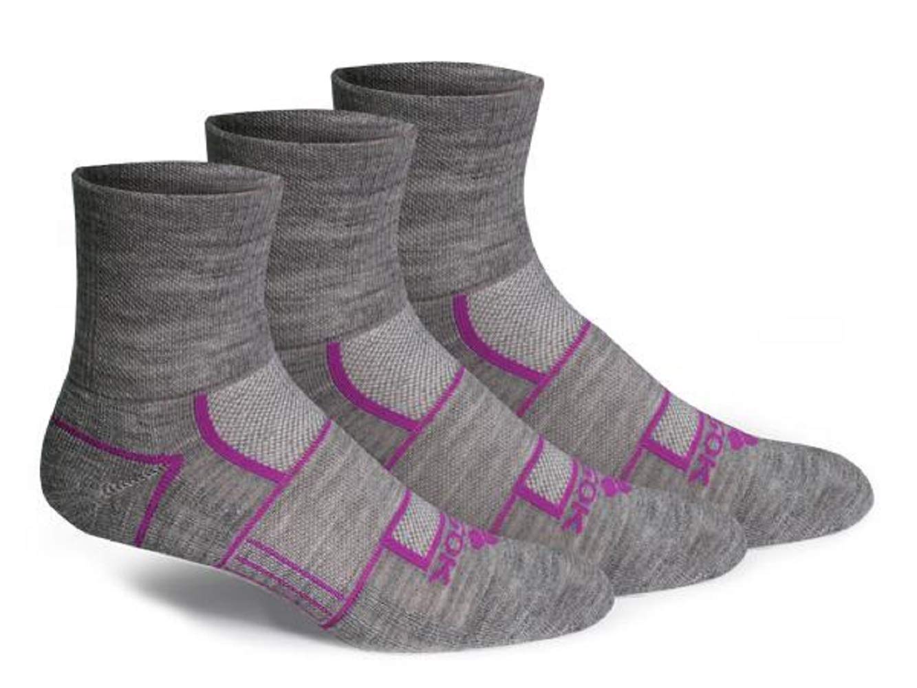 FitsokISW Trail Cuff Technical Socks (3-Pack) (Small, Heather)