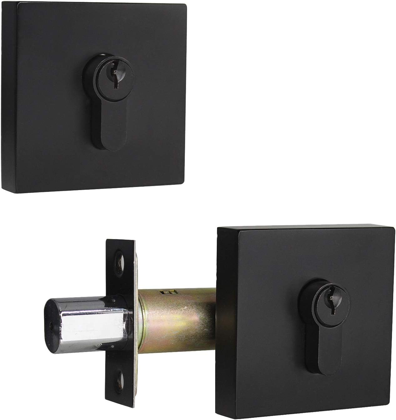 3 Pack Square Deadbolt Security Door Lock with Key Double Cylinder