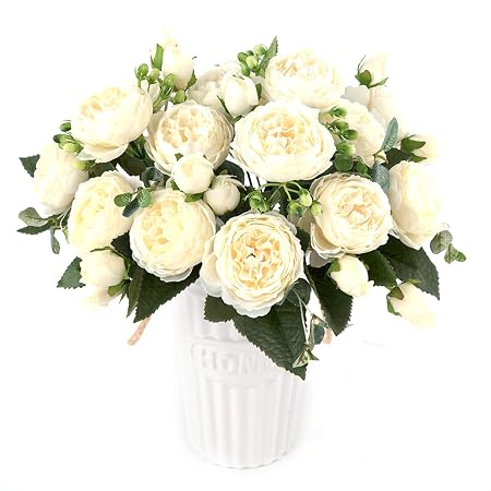 Xonor 3 Bouquets De Fleurs Artificielles En Soie Pivoine Artificielle Fausse Fleur Glorieuse Pour La Décoration De Maison Nuptiale De Noce 5