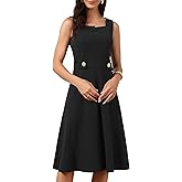 Allegra K Vintage Work Dresses for Women Sleeveless Square Neck A Line Cocktail Formal Midi Dress