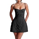 Winaiwi 3D Flower Homecoming Dresses Short Spaghetti Straps Cocktail Dress Tight Mini Prom Party Gowns